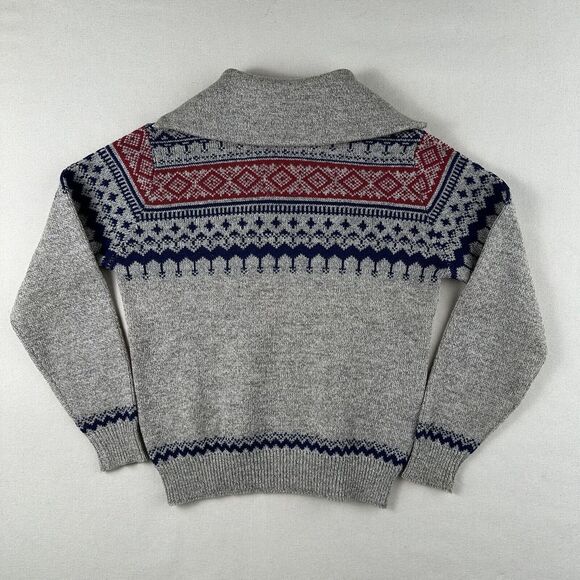 Vintage LL Bean Sweater Women’s Medium Fair Isle Collared 1/4 Zip - Picture 13 of 16